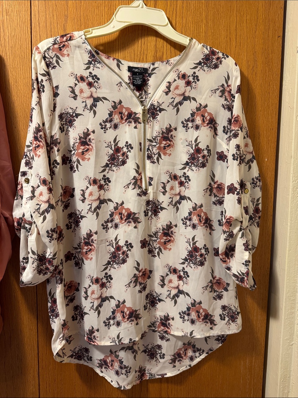LOFT Pink Floral Mixed-Print Blouse - Picture 4 of 9